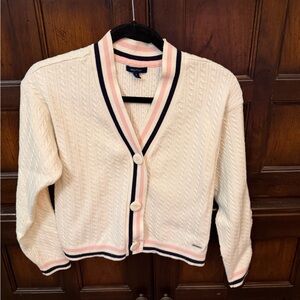 Nautica Women's Cream Cable Knit Cardigan